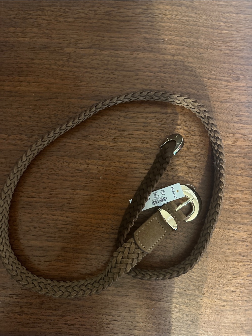 Madewell Braided Leather Domed Buckle Wide Belt, sz M/L, aged cognac,